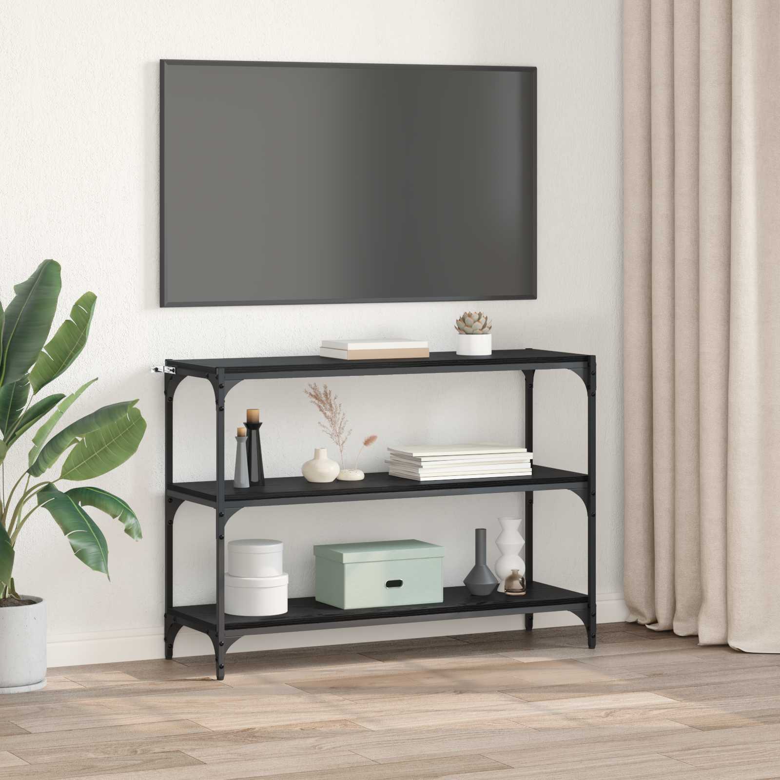 Bücherregal Schwarz 40x33x70,5 cm Holzwerkstoff und Stahl