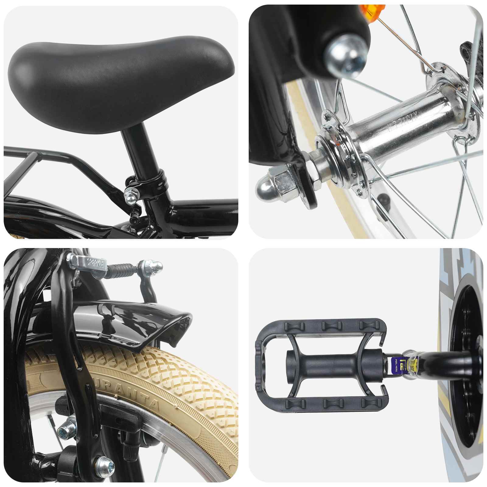 Kinderfahrrad 12 Zoll für 2-4 Jahre alt Schwarz