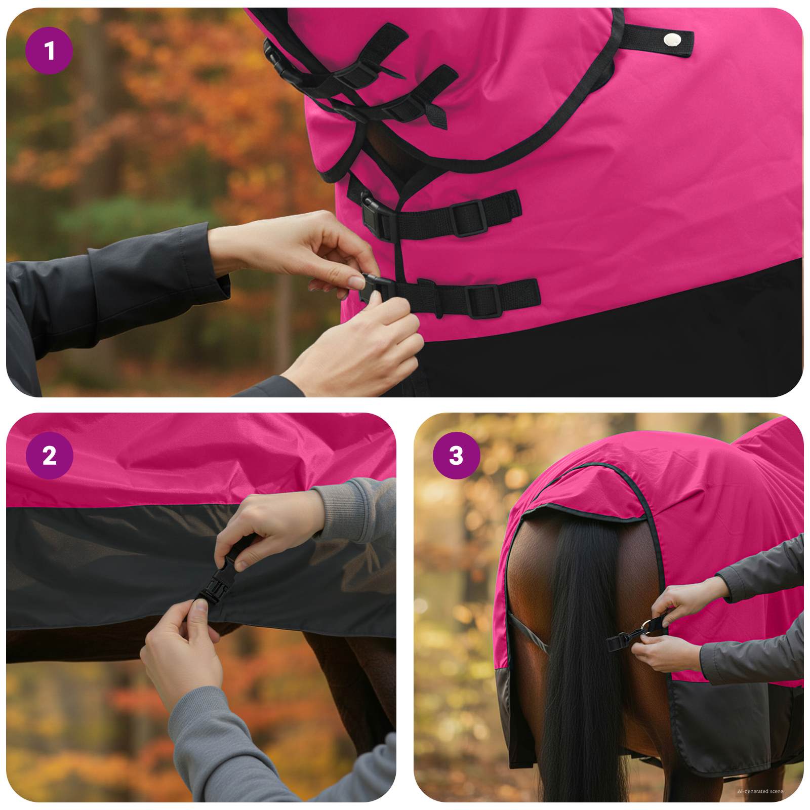 Pferdedecke Dunkelgrün und Schwarz 75 cm Polyester