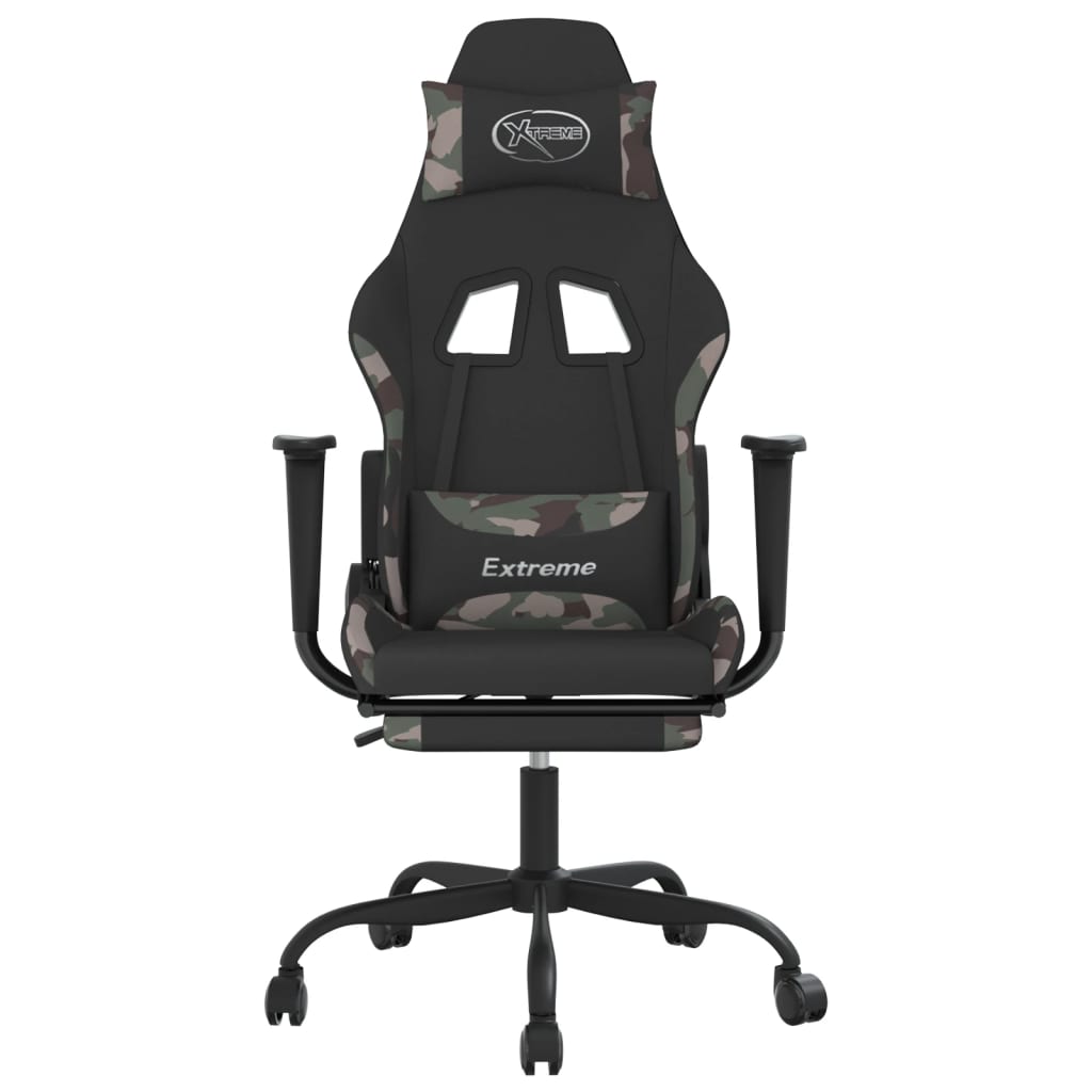 Gaming-Stuhl mit Massagefunktion Schwarz und Creme Stoff