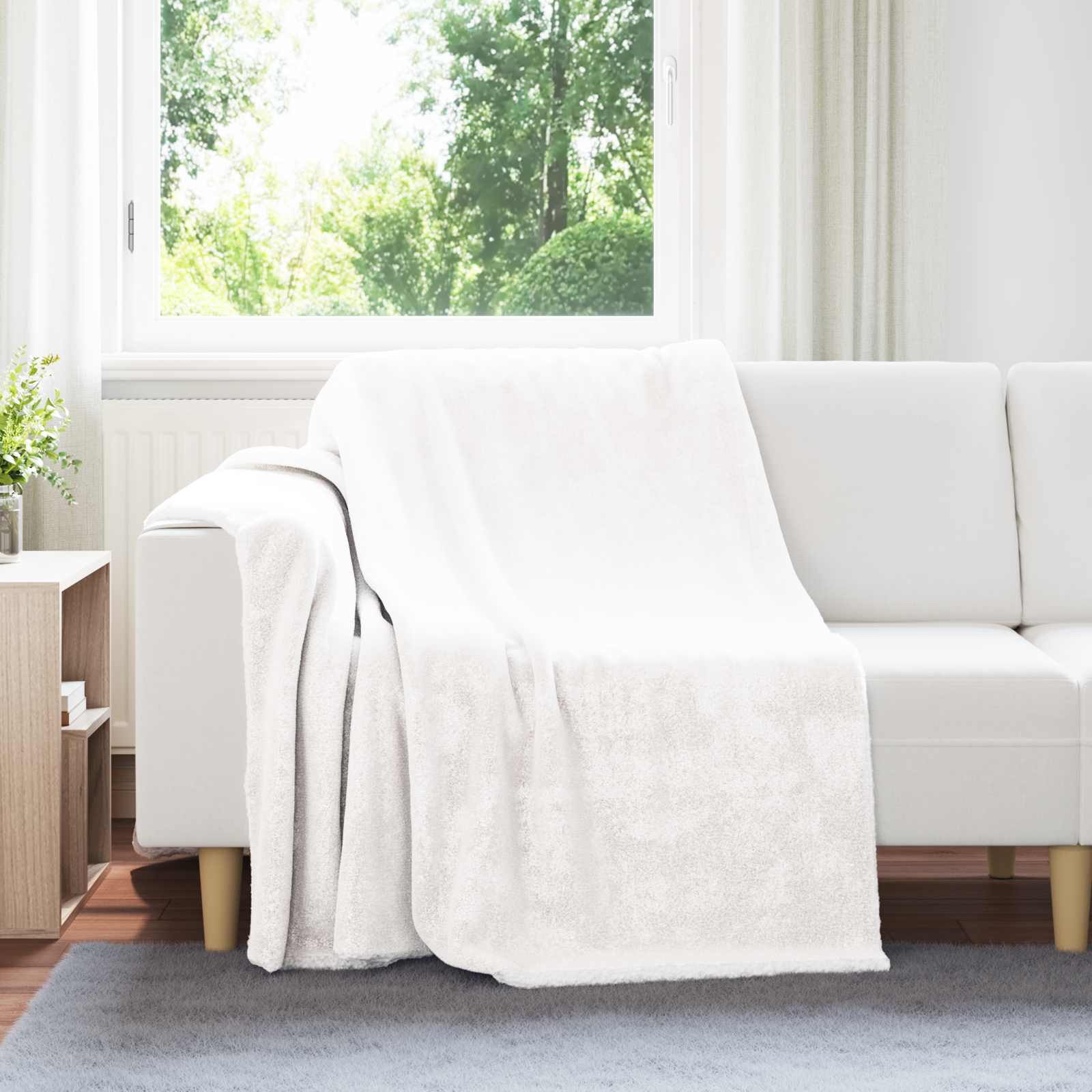 Überwurfdecke Beige 130 x 150 cm Fleece