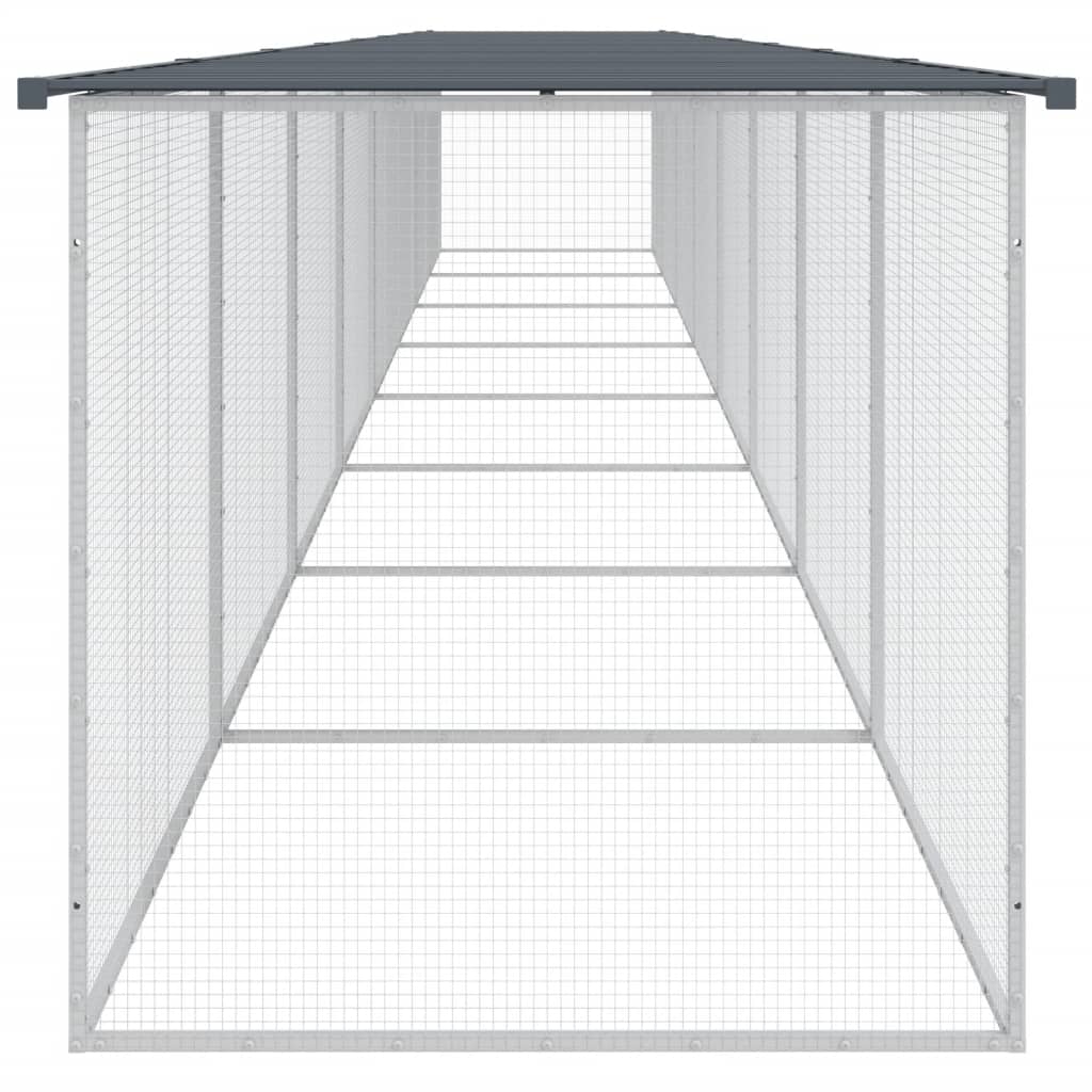 Hühnerkäfig mit Dach Anthrazit 203x98x90 cm Verzinkter Stahl