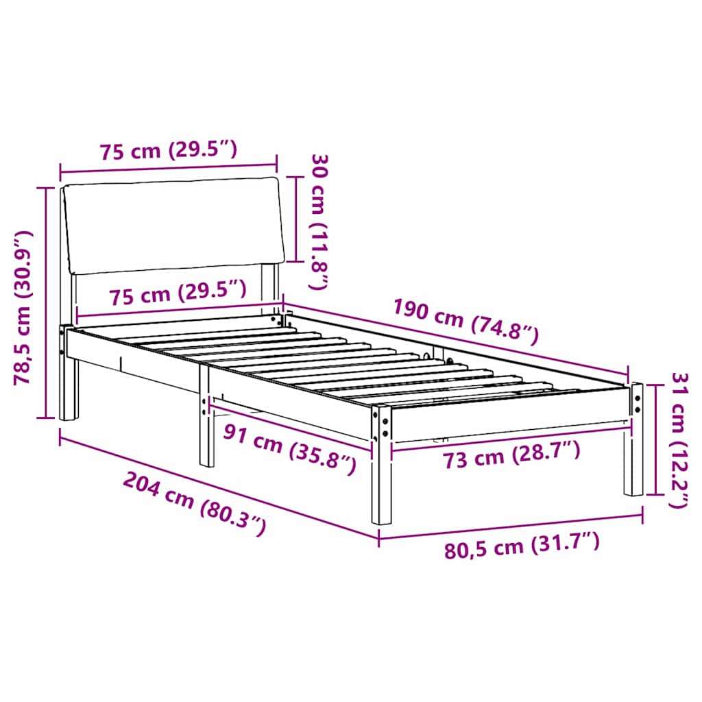 Bettgestell Braun und hellgrau 200 x 200 cm Massivholz Kiefer