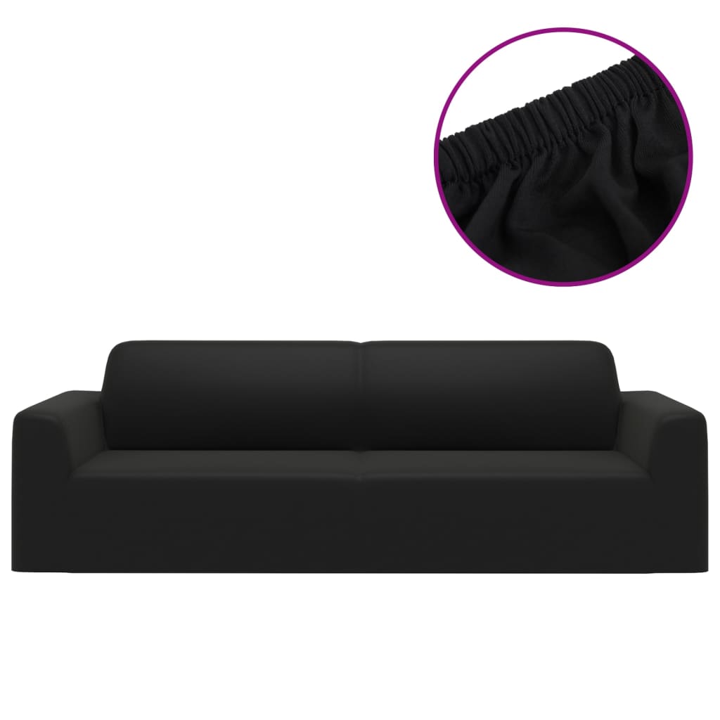 Stretch-Sofahusse Schwarz Polyester-Jersey