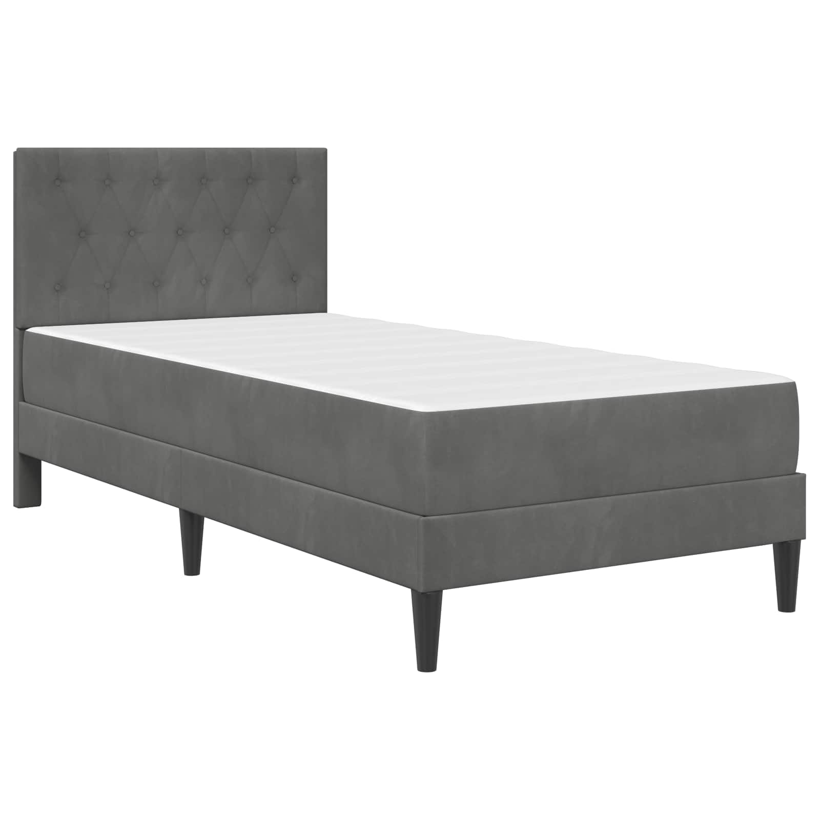 Bettgestell mit Matratze mit Kopfteil Hellgrau 80 x 200 cm Samt