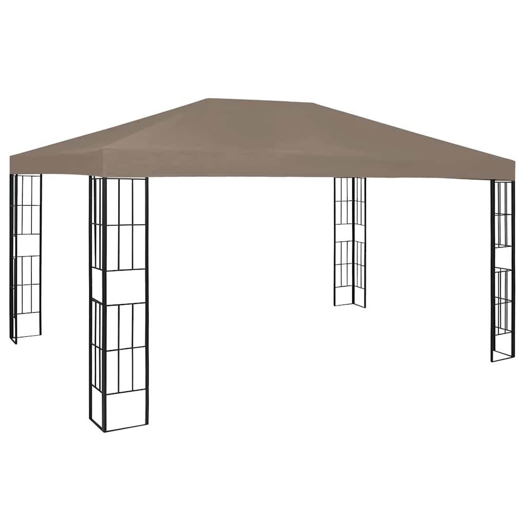 Pavillon mit LED-Lichterkette 3x3 m Taupe