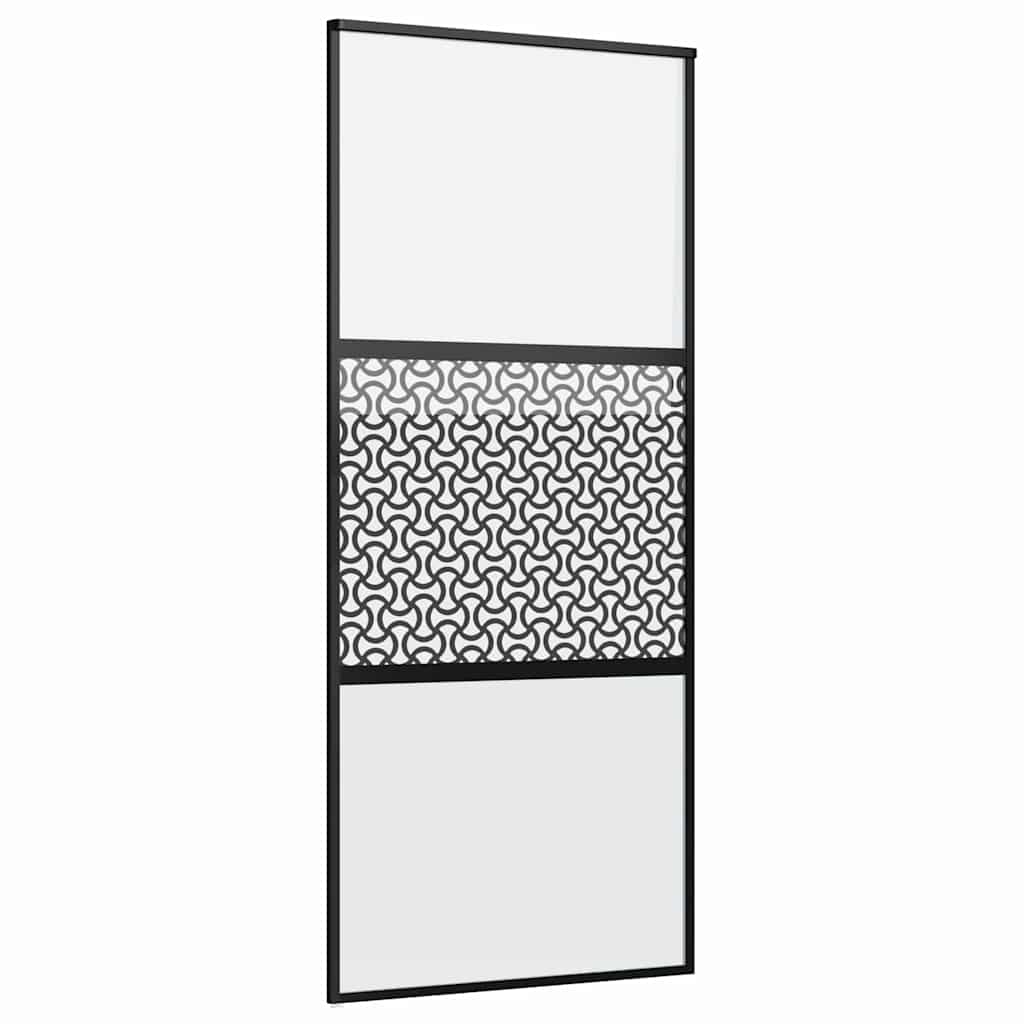 Schiebetür 3-teilig ESG-Glas und Aluminium 76x205 cm Schwarz