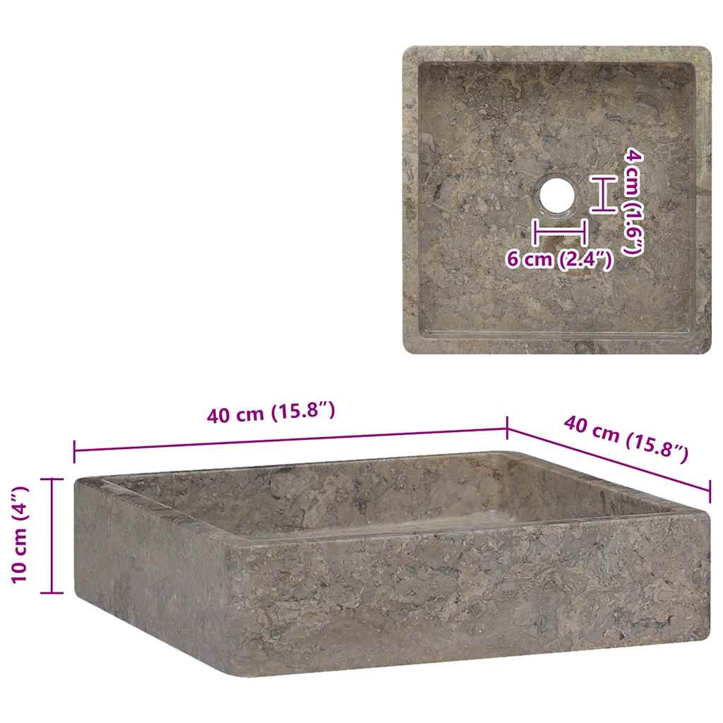 Waschbecken Creme 40x40x10 cm Marmor
