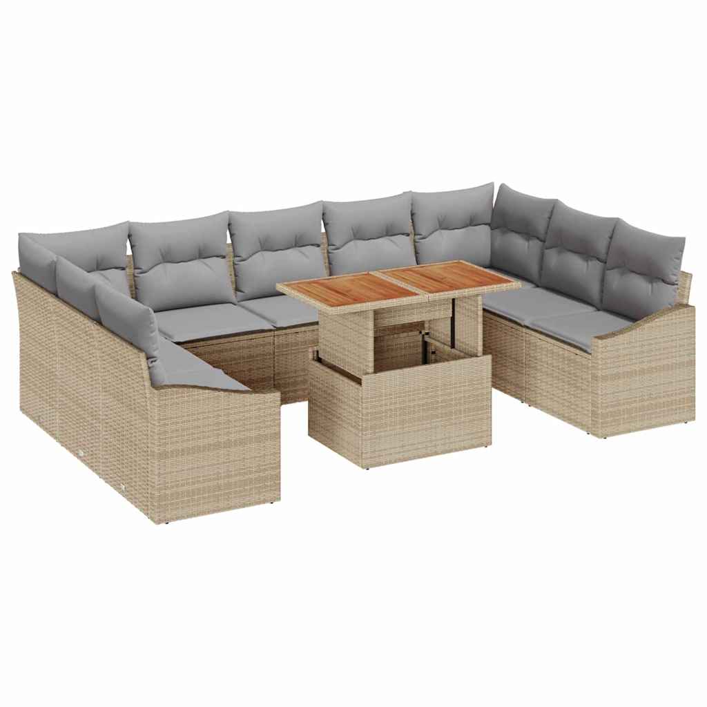 Garten Essgruppe mit Kissen 10 pcs Schwarz und Creme