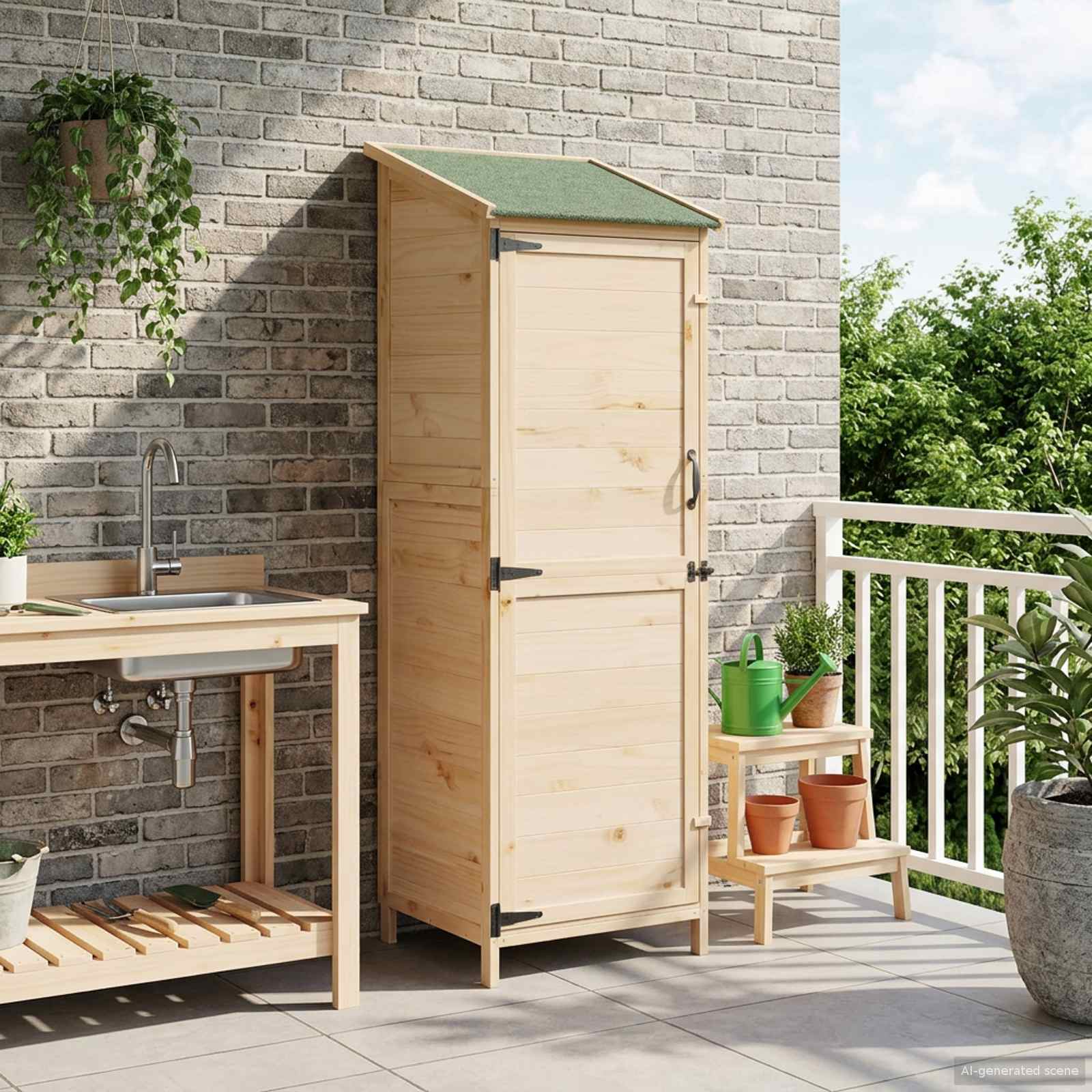 Gartenschuppen Natur 59 x 56 x 113,5 cm Massivholz aus Fichte