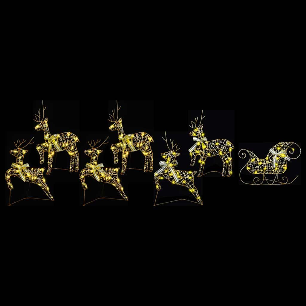 LED Rentiere 5 pcs Gold Stoff