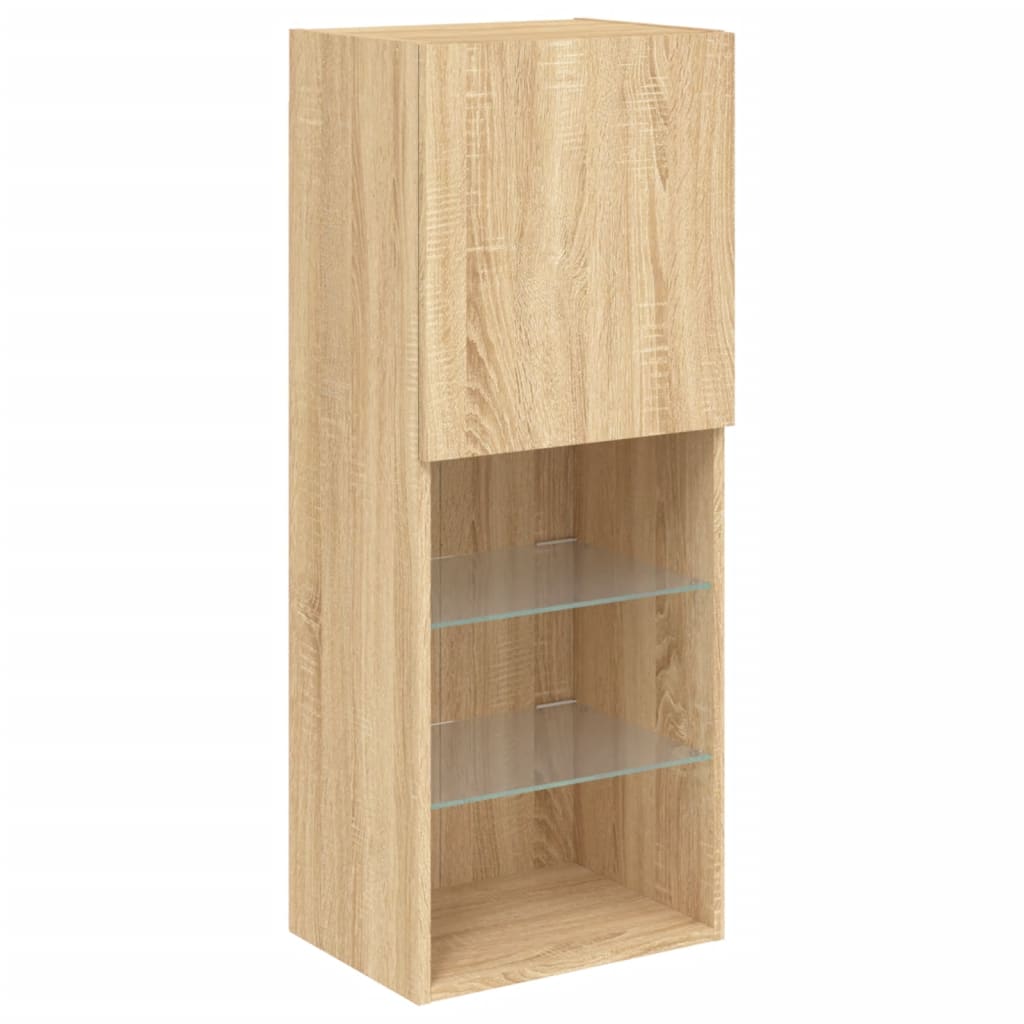 4-tlg. Wohnwand mit LED-Beleuchtung Weiß Holzwerkstoff
