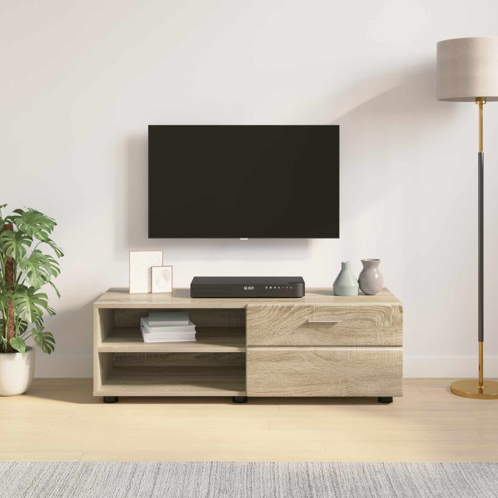 Highboard mit Regal FLORIN Weiß 60 x 35 x 182 cm Holzwerkstoff