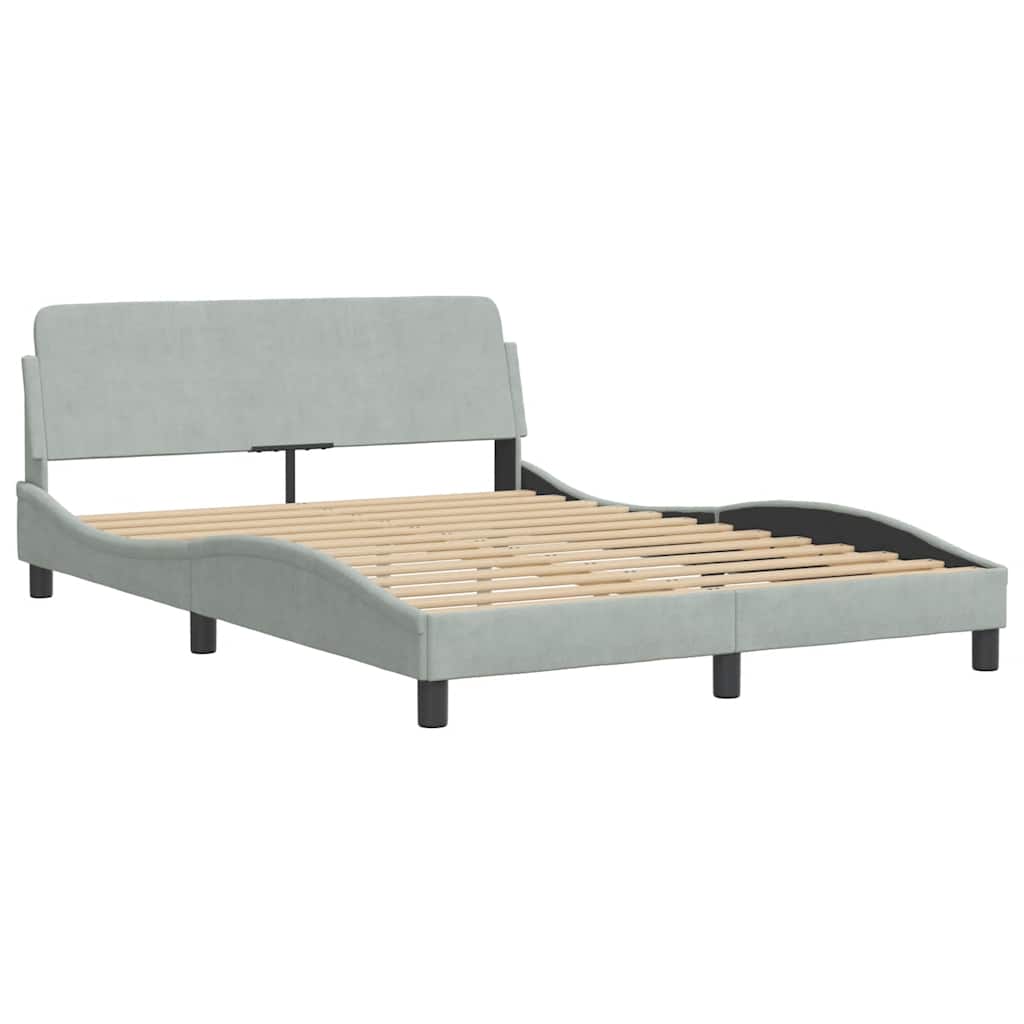 Bett mit Matratze "Dover" Hellgrau 80x200 cm Samt