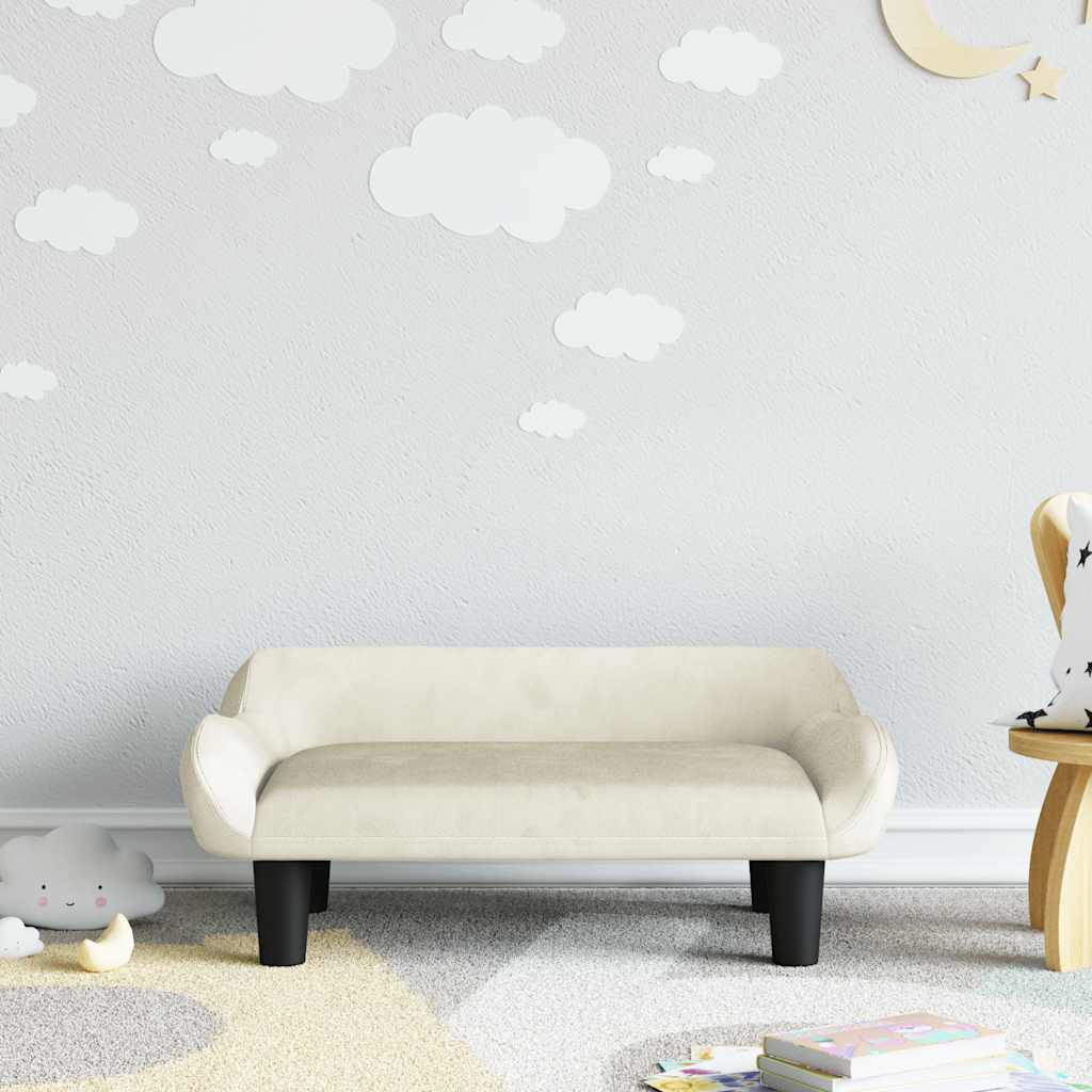 Kindersofa Hellgrau 70x40x24 cm Samt