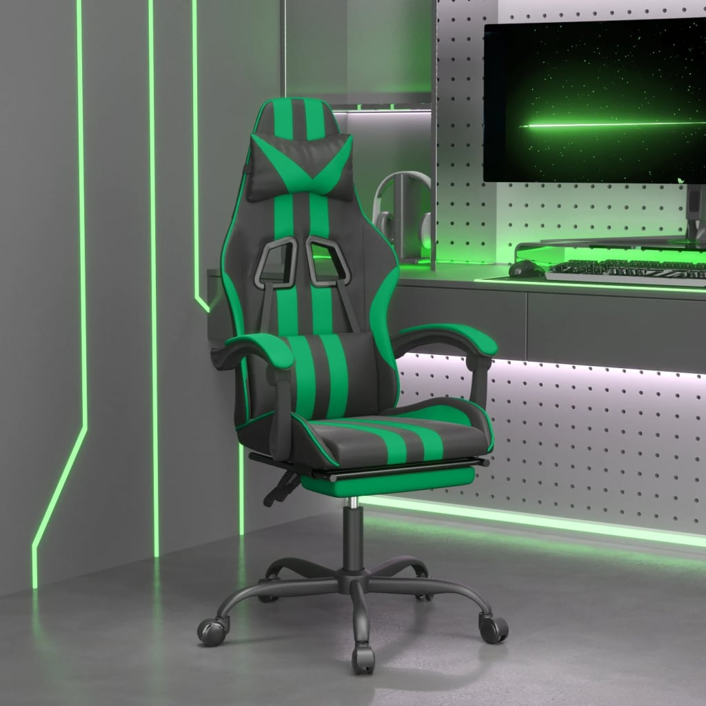 Gaming-Stuhl Drehbar Schwarz und Blau Kunstleder