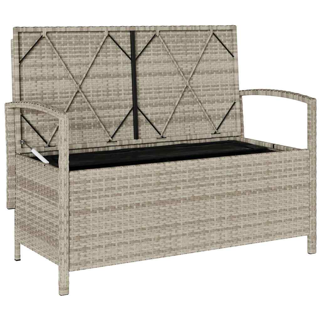 Gartenbank mit Stauraum und Kissen Schwarz Poly Rattan