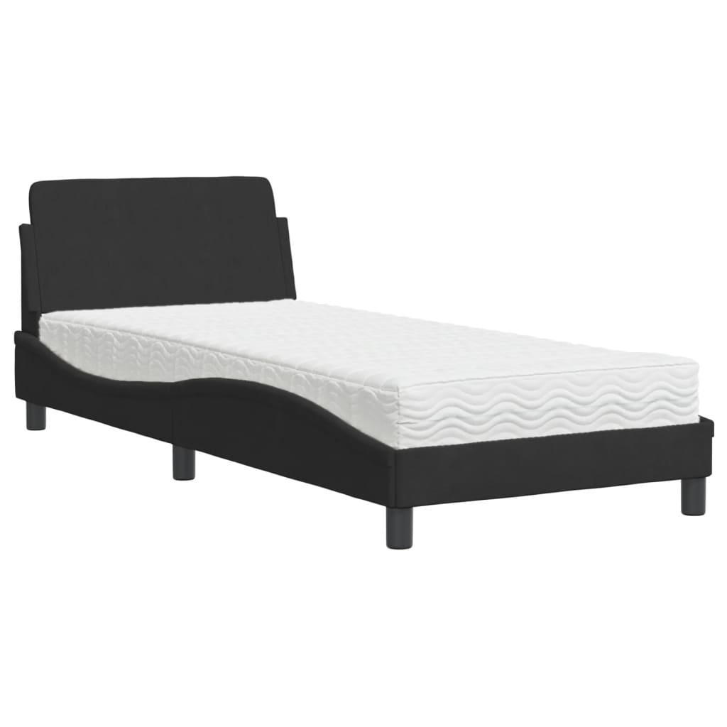 Bett mit Matratze "Dover" Hellgrau 80x200 cm Samt