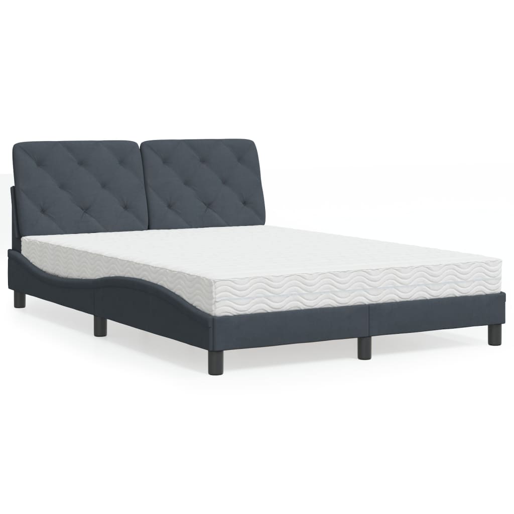 Bett mit Matratze Hellgrau 80x200 cm Samt