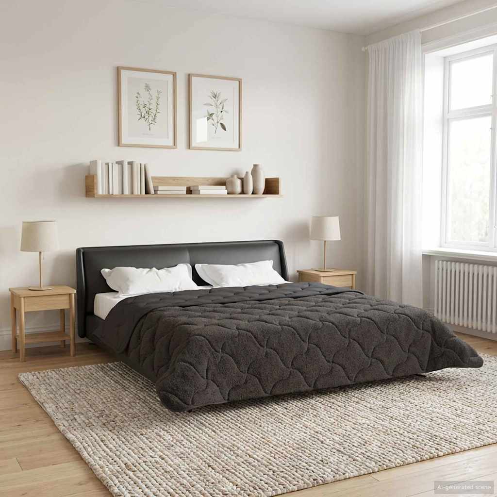 Winterbettdecke Gepolstert Anthrazit 135 x 200 cm