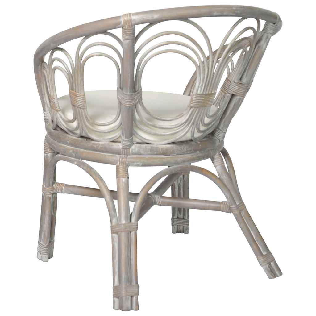 Esszimmerstuhl mit Kissen Rattan und Leinen