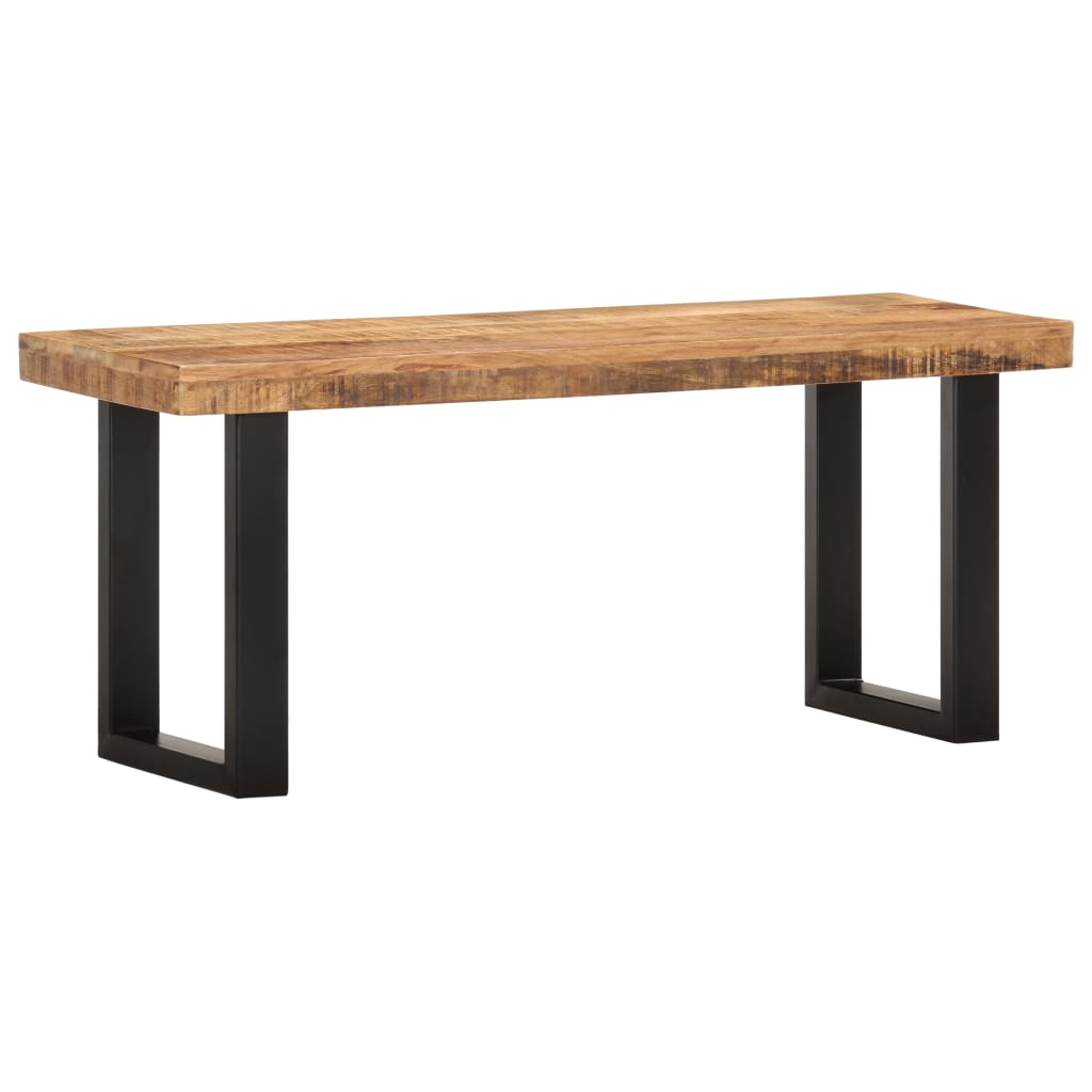 Sitzbank mit Naturkanten 110 cm Akazie Massivholz und Stahl