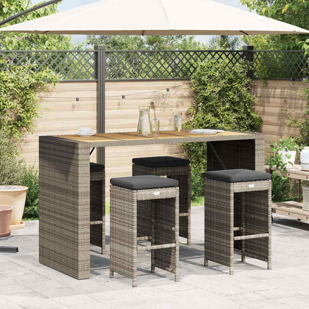 Garten-Barhocker mit Kissen 2 Stk. Braun Poly Rattan