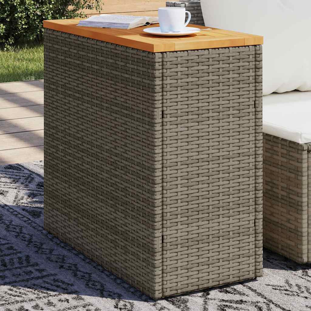 Garten-Beistelltisch mit Glasplatte Schwarz 58x27,5x55cm Rattan