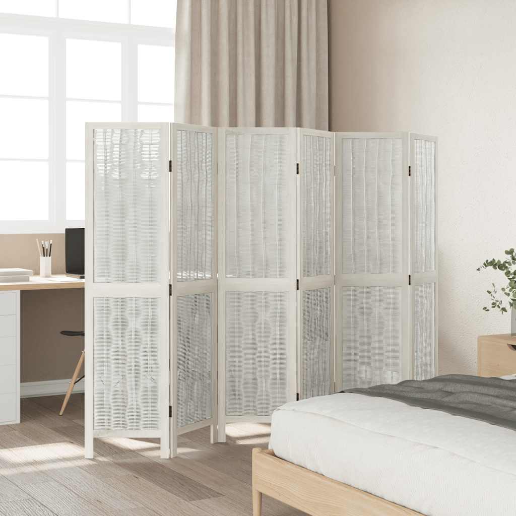 3-tlg. Raumteiler Weiß Massivholz Paulownia