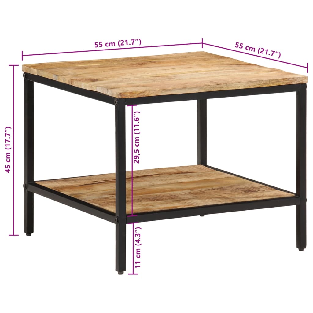 Couchtisch 45x45x35 cm Raues Massivholz Mango