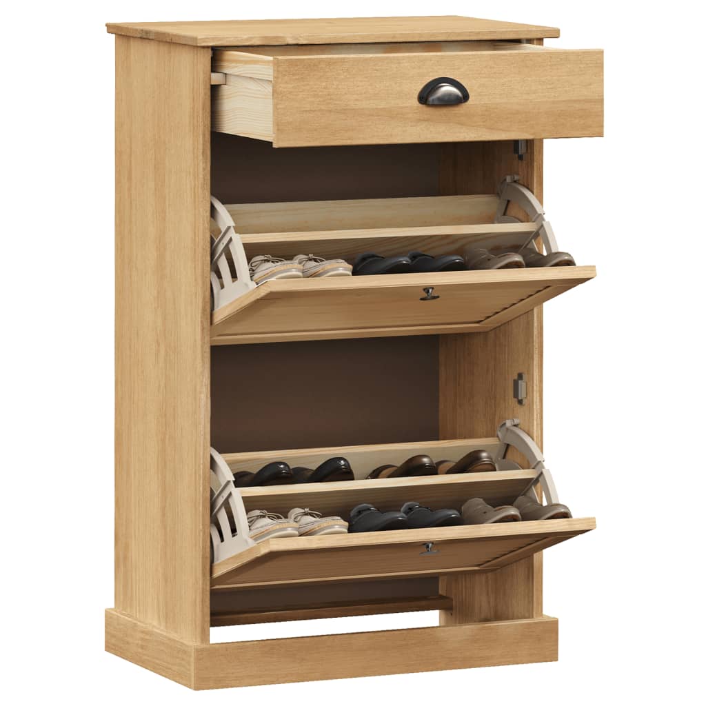 Schuhschrank VIGO 60x35x96 cm Weiß Massivholz Kiefer