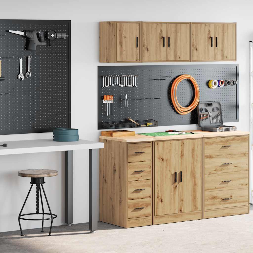 Garagenschränke 2 Stk. Schwarz Holzwerkstoff