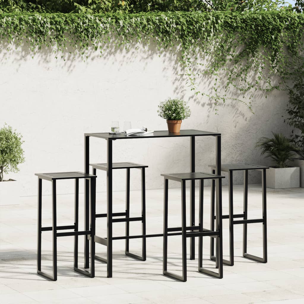 Barhocker 2 Stk. Schwarz 38x38x80 cm Pulverbeschichteter Stahl