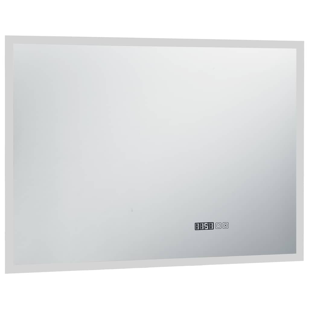 LED-Badspiegel mit Berührungssensor und Zeitanzeige 100x60 cm