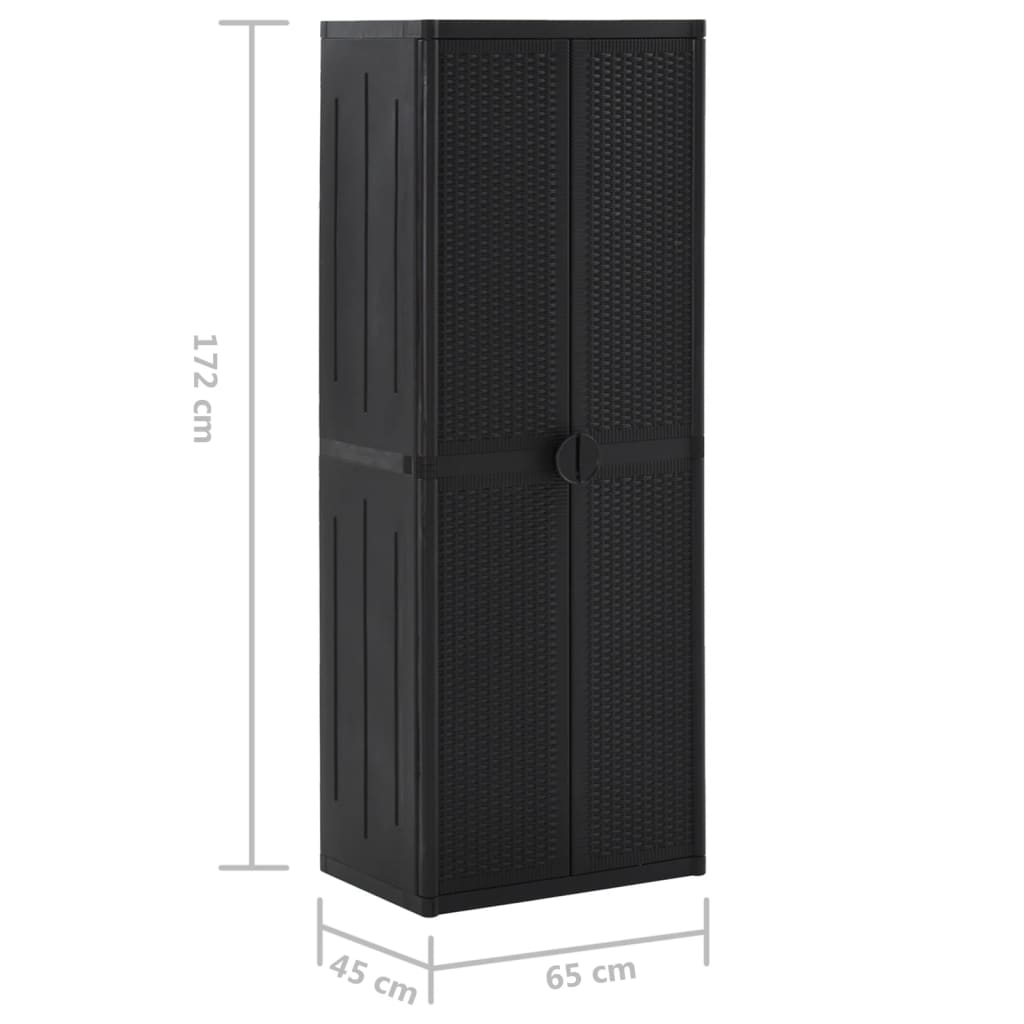 Gartenschrank Schwarz 65x45x88 cm PP Rattan-Optik