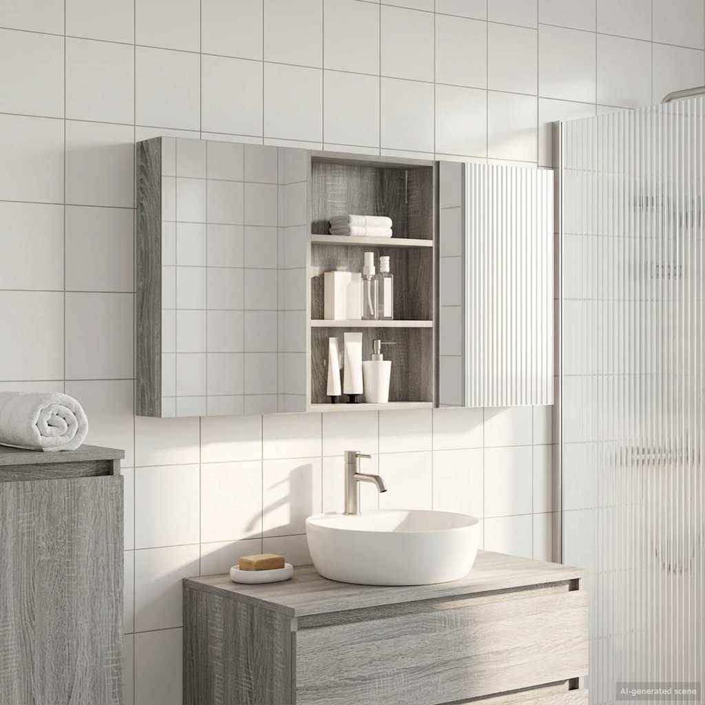 Badezimmerschrank-Set 3 pcs 80 x 10,5 x 50 cm Holzwerkstoff