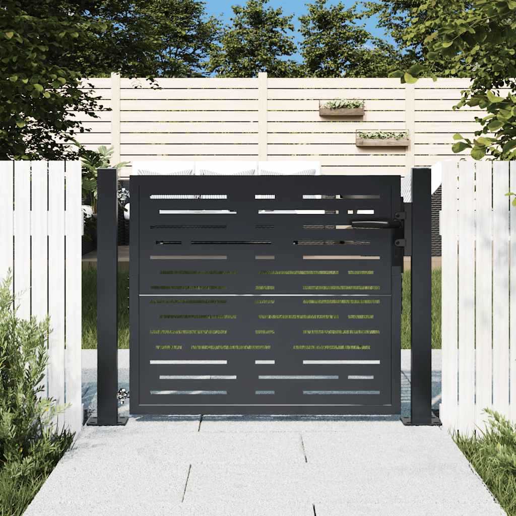 Gartentor Anthrazit 100x175 cm Stahl Quadratisches Design