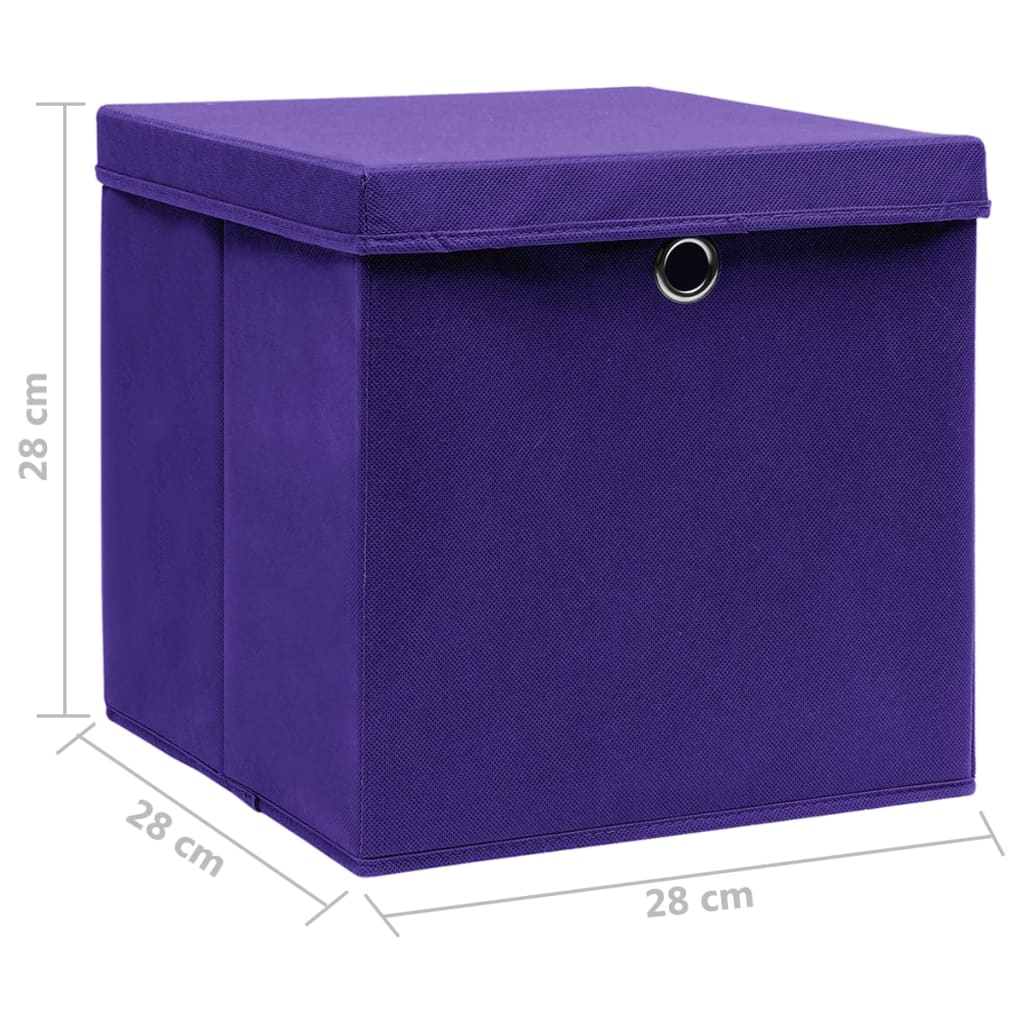 Aufbewahrungsboxen mit Deckeln 10 Stk. 28x28x28 cm Schwarz
