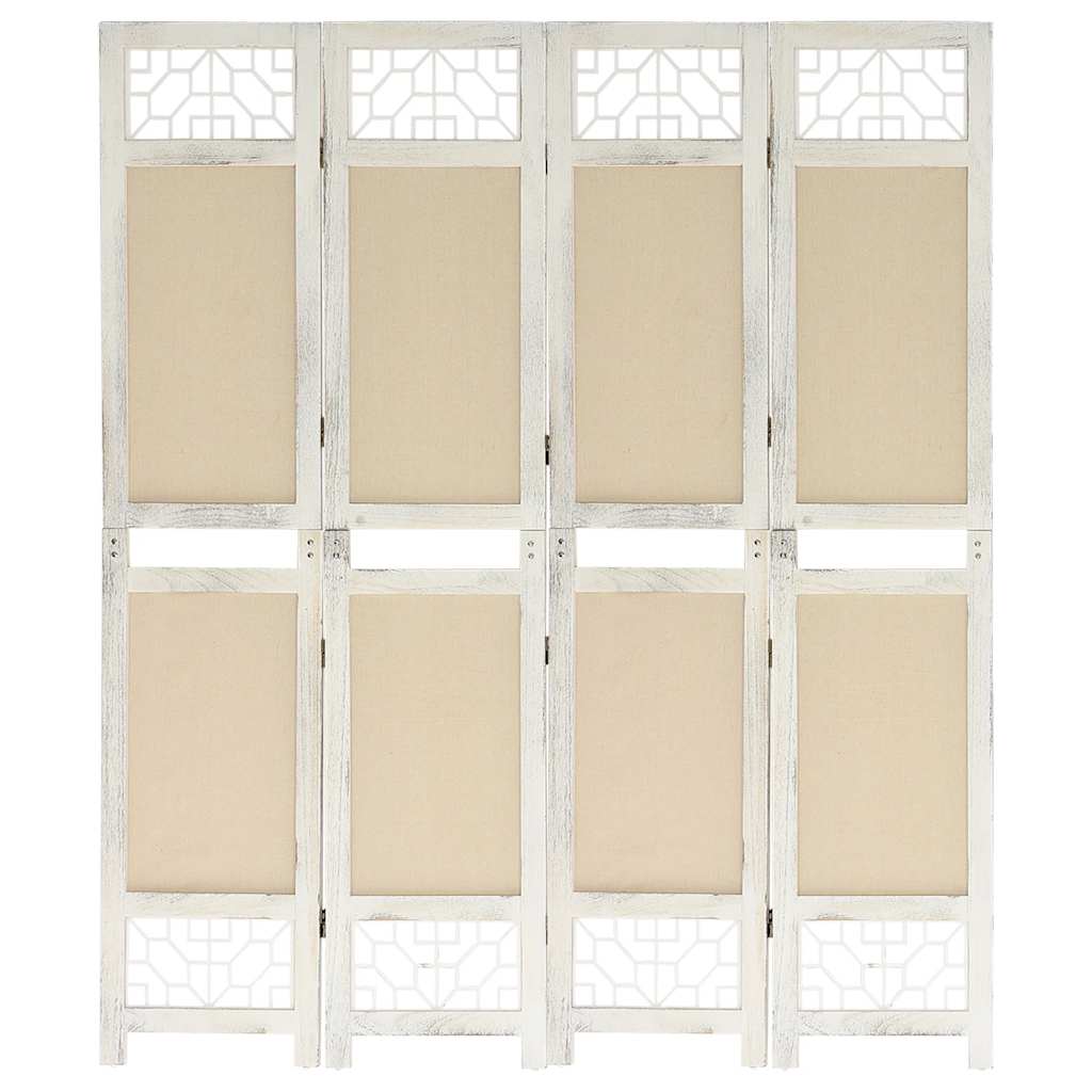 4-tlg. Raumteiler Creme 140x165 cm Stoff