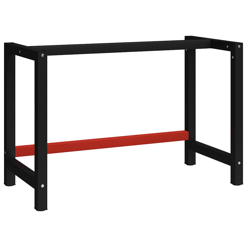Werkbankgestell Metall 80x57x79 cm Schwarz und Rot