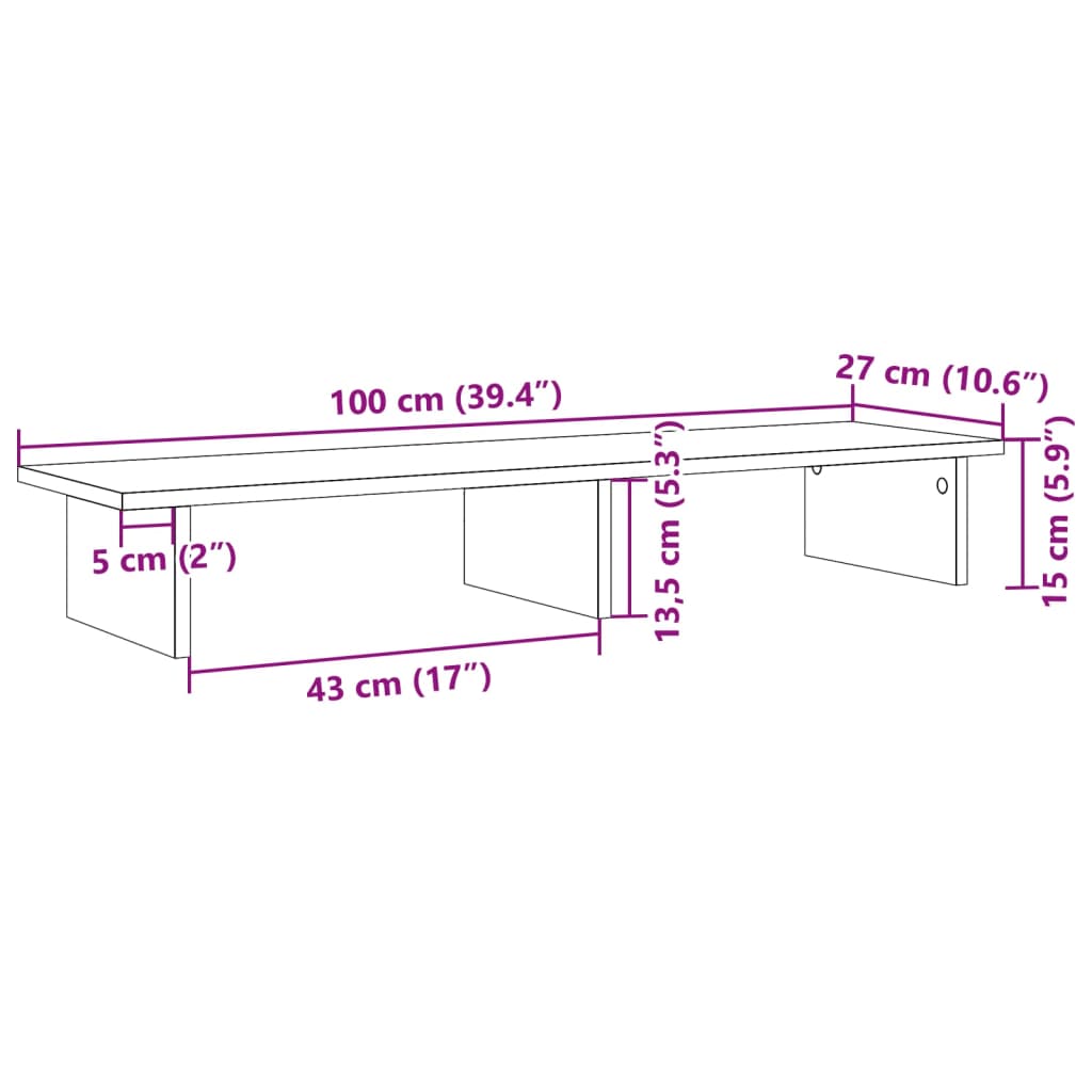 Monitor Halterung Schwarze Eiche 100 x 27 x 15 cm Holzwerkstoff