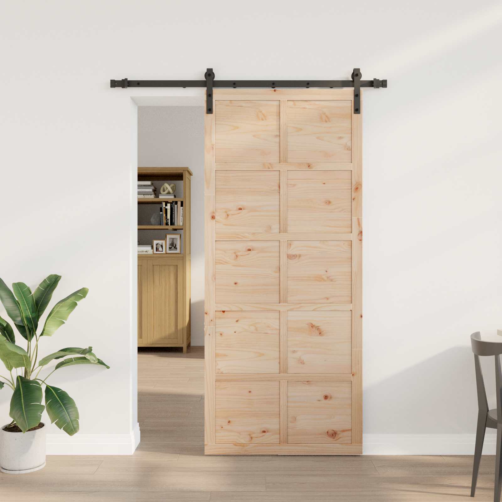 Schiebetür Natur 100 x 208 cm Massives Kiefernholz