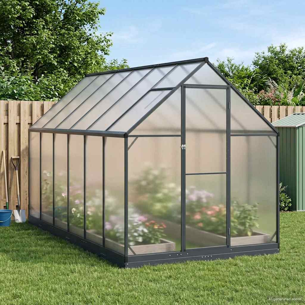 Garten Gewächshaus mit Tür Anthrazit 183,5 x 183,5 x 207 cm