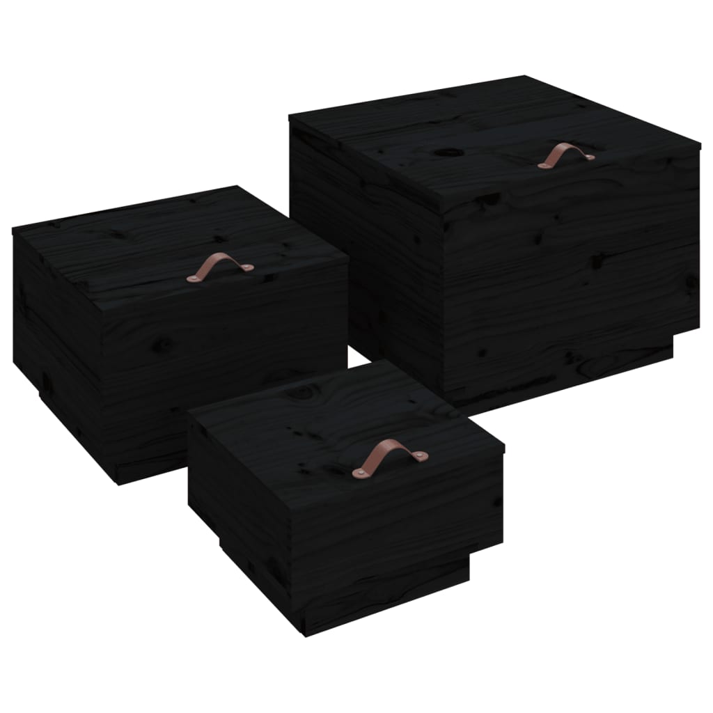 Aufbewahrungsboxen mit Deckeln 3 Stk. Weiß Massivholz Kiefer