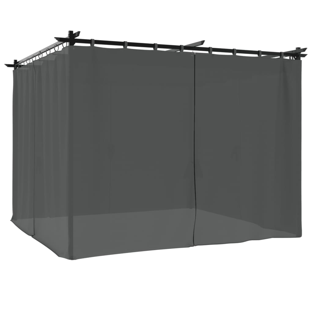 Pavillon mit Vorhängen Creme 3x3 m Stahl