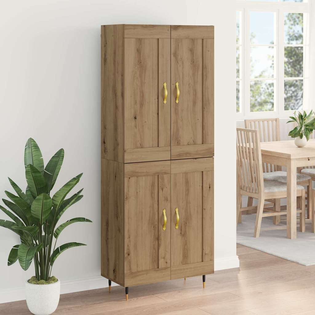 Highboard Betongrau 69,5x34x180 cm Holzwerkstoff
