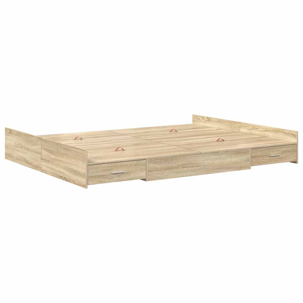 Aufbewahrungsbettgestell Weiß 200 x 200 cm Holzwerkstoff