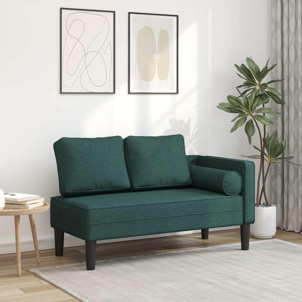 Chaiselongue mit Kissen Hellgrau Stoff