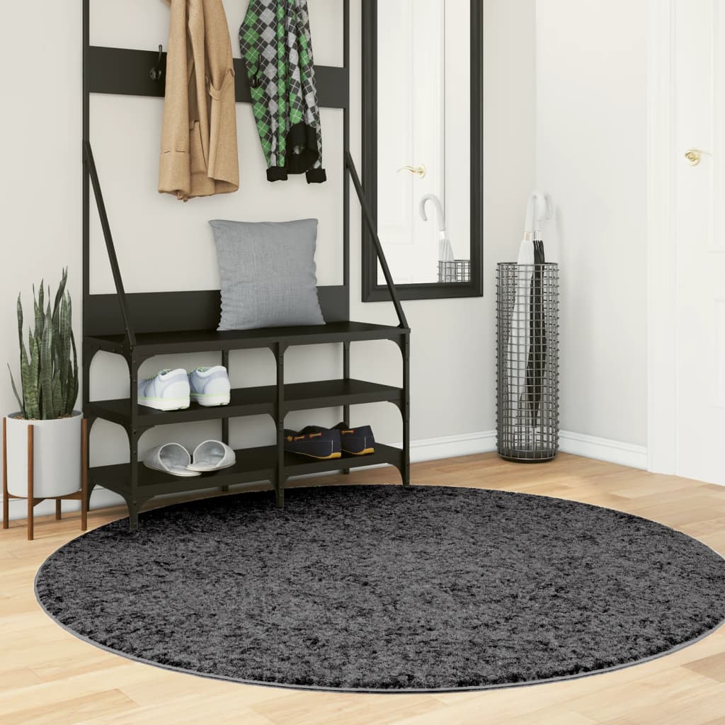Teppich OVIEDO Kurzflor Anthrazit 120x120 cm