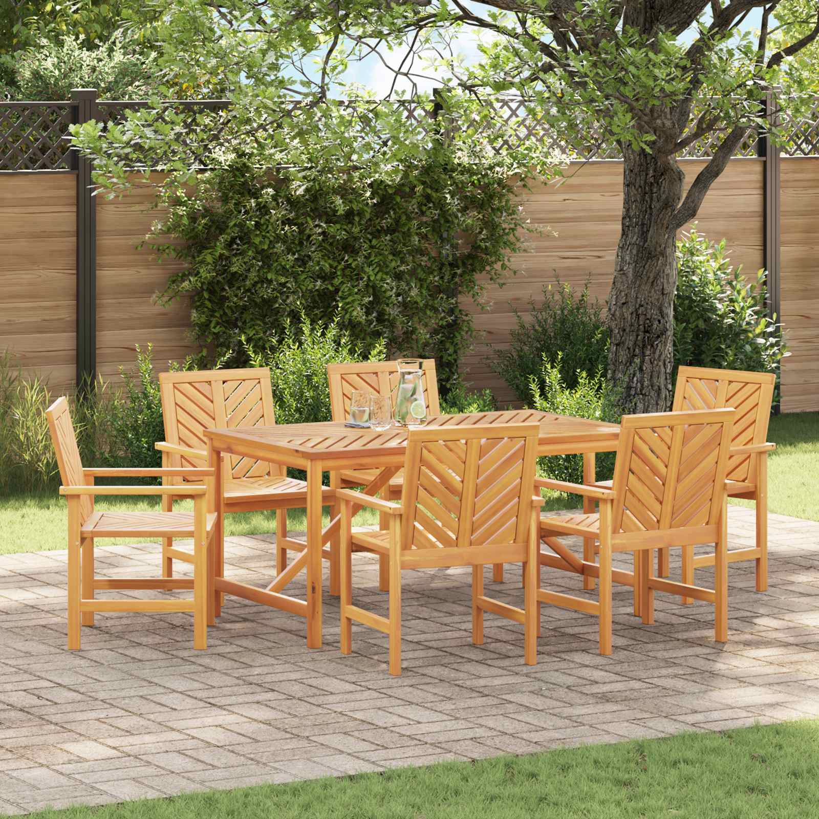Esszimmerstuhl 6 pcs Natur Massivholz Akazie